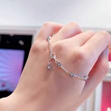 1pc Popular S925 Sterling Silver Star Cubic Zirconium Snake Bone Bracelet For Jewelry DIY, Fashionable Jewelry Gift