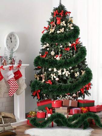 1pc Artificial Pine Garland Decor Can Be Cut And DIY Fake Greenery Plant For Christmas Party,Christmas Tree,Wedding,Birthday Party,Stairs, Fireplace, Porch, Garden, Livingroom,Home Decoration Christmas Decorations Room Decor