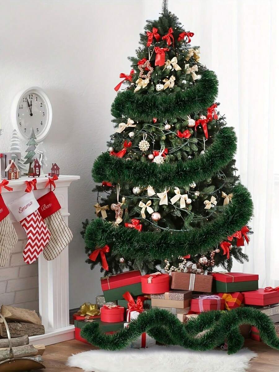 1 buc ghirlandă artificială de pin, decor, poate fi tăiată și făcută manual, plantă verde artificială pentru petrecere de Crăciun, brad de Crăciun, nuntă, petrecere de ziua de naștere, scări, șemineu, verandă, grădină, sufragerie, decorare interioară