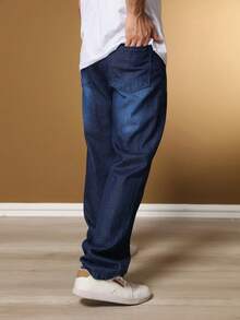 Barão Balão Men's Jeans, Wide Leg Model - 深色水洗藍 - 查看 3