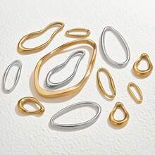 5 件不锈钢 18K 镀金简约镂空框架吊坠链扣和项链连接器 DIY 珠宝制作用品日常佩戴不锈钢吊坠 - 邊框吊墜 - 查看 1