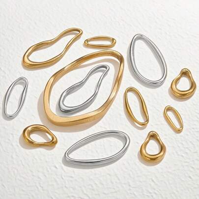 5 件不锈钢 18K 镀金简约镂空框架吊坠链扣和项链连接器 DIY 珠宝制作用品日常佩戴不锈钢吊坠