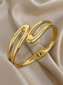 1 件几何不锈钢手链女士粗多色手链空心手镯圣诞节生日珠宝日常派对礼物 - 彩色 - 查看 9