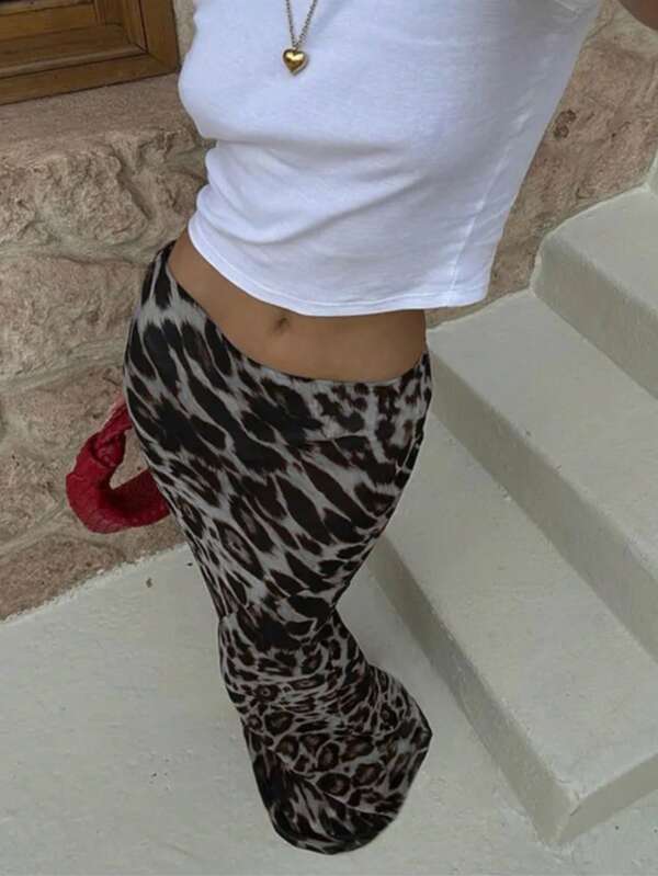 Jupe longue sexy et élégante pour femmes, style jeune Y2K, imprimé léopard, imprimé animal, taille hanches, coupe sirène, imprimé guépard