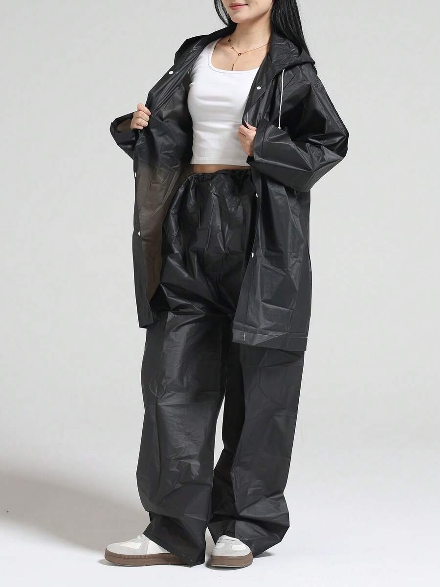 2件套防水EVA徒步雨衣套装，男女通用透明多功能雨衣，背包式雨披，适合露营徒步