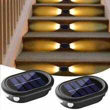 1/2 件 6LED 冷/暖光户外太阳能壁灯，庭院花园装饰照明，适合户外、圣诞节、万圣节、返校礼物 - 升級款-凸鏡壁燈 - 查看 14