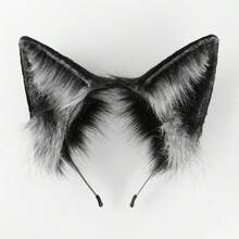 Fox Ears Headband Furry Animal Ears Cosplay Hairhoop Halloween Costume Accessories For Adults - màu đen - Xem 2