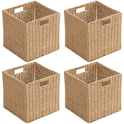 Woven Storage Basket, Desktop And Coffee Table Storage Box, Clothes And Cosmetics Storage Box, Rattan Woven Basket, Storage Box, Toy Storage.