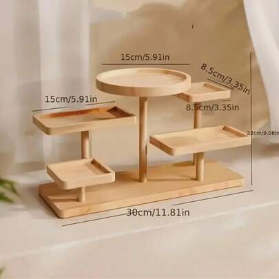 Étagère d'affichage en bois à 3 niveaux avec couche de rangement - Organisateur de bureau rustique pour bijoux, succulentes, perles, huiles essentielles, petites plantes, cristaux et matériaux d'artisanat - Étagère de rangement à plusieurs niveaux faite à la main - Idéal pour la décoration de la maison, la coiffeuse, le bureau, la salle de bain ou le comptoir - Étagère d'affichage en bois pour petits articles pour cosmétiques, soins de la peau, accessoires - Esthétique de ferme à la mode