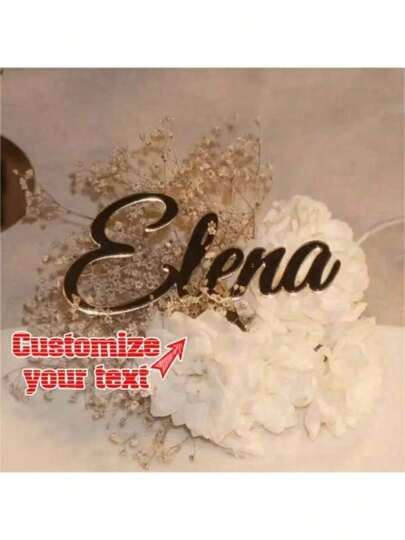 1pc Gold Mirror, Rose Gold Mirror, Silver Mirror Acrylic Birthday Cake Nameplate, Seat Nameplate, Very Suitable For Weddings, Birthdays, And Parties,Multi-Functional, Ornamental,Reusable,Exquisite,Stylish,High-Quality,Colorful,Modern,Custom,Personalized,Unique,Home Refresh,Customized Cake Tags