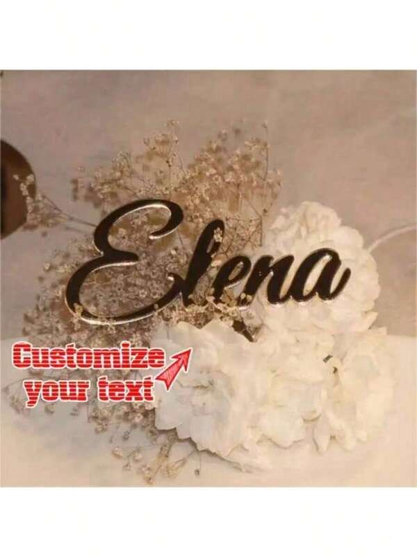 1 pieza Placa de nombre para tarta de cumpleaños de espejo acrílico dorado, rosa dorado, plateado, muy adecuada para bodas, cumpleaños y fiestas, multifuncional, ornamental, reutilizable, exquisita, elegante, de alta calidad, colorida, moderna, personalizada, única, para renovar el hogar, de vuelta al colegio
