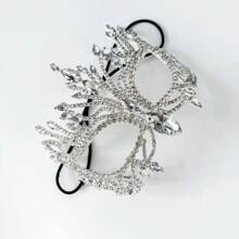 万圣节几何水晶钻面具，镂空闪亮水钻脸部饰品，适合化妆舞会