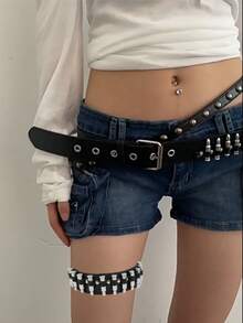 3/2/1皮带新款美式时尚子弹镶嵌腰带女装个性朋克装饰腰带ins网红风格礼物送父母朋友情侣情侣款