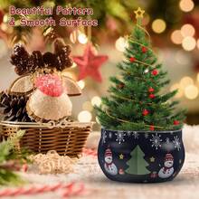 44件套圣诞图案蜡烛罐，圆形带盖蜡烛罐，适用于制作圣诞礼物、工艺品、收纳和蜡烛用品 - 包括6个空蜡烛罐、6个烛台、12根蜡烛芯和20张贴纸，圣诞装饰品 - 彩色 - 查看 4