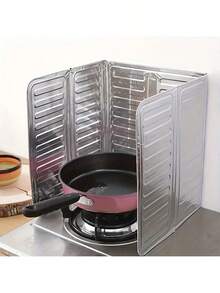 可折叠铝箔防油溅板，燃气灶隔热板，厨房食用油溅挡板，家用炉灶防油溅板 - 銀色 - 查看 1