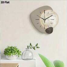 2D Flat, 1pc Modern Fashion Ideas Art Decorative Wall Clock, Super Silent Quartz Movement, No Ticking Sound, Decorative Clock For Living Room, Bedroom, Office, Kitchen And Cafe, Perfect For Christmas, New Year, Valentine's Day Gifts - Multicolor - View 8