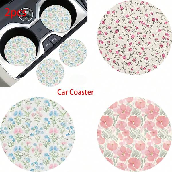2pcs Car Cup Holder Coasters, Anti-Slip Shockproof Universal Fashion Car Coasters, Insert Interior Accessories, Party Gift