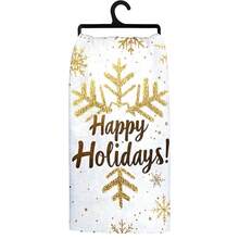 1set/2pcs/100pcs Winter Golden Snowflake Pattern Kitchen Towels And Dish Towels, Suitable For Restaurant, Kitchen, Bathroom Interior Decoration, Party Decoration, Can Be Given As Holiday Gifts