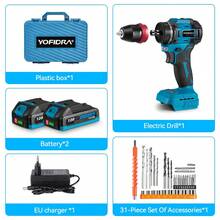 Yofidra 2 In 1 Brushless Electric Screwdriver Electric Screwdriver Cordless Impact Drill Power Tool Set - 2 Battery Set-eU Plug - View 8