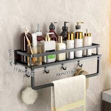 1件浴室置物架壁挂免打孔毛巾架收纳架适用于浴室/阳台/厨房，多功能家用收纳架 - 彩色 - 查看 12