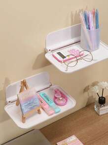 1/2 piezas Estantería plegable minimalista y multifuncional montada en la pared, sin necesidad de perforar, diseño amigable con la pared, ideal para baño, dormitorio, sala de estar, cocina y almacenamiento junto a la cama. Perfecto para sostener pañuelos, teléfonos, toallas, ropa, relojes, llaves y otros artículos pequeños