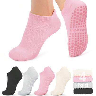 1 Pair Non-Slip Breathable Sports Yoga Socks, Silicone Anti-Slip Mesh Short Socks For Dance, Indoor Fitness, Pilates, Outdoor Running, Cycling, Foot Protection