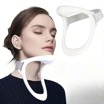 1 pieza de Corrector de postura de polietileno blanco - Bata de cuello para postura inclinada hacia adelante ergonómica, con tirantes ajustables, alineación del cuello y los hombros, perfecto para trabajo de escritorio y uso de pantallas, ajuste de la postura de la espalda