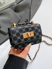 1pc Pu Fashion Retro Monogram Mini Fashion Coin Small Square Bag, Versatile Niche Design Fashion Shoulder Crossbody Bag, Comfortable Shoulder Strap, Smooth Long Style, Versatile And Not Picky, Suitable For Daily Outings, Play, School, Commuting Use, Is A Perfect Gift For Friends - Fashion Crossbody Bag - View 14