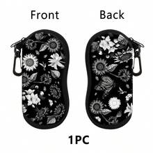 1pc Retro Flowers Printing Eyewear Cases Cover Sunglasses Case Sunflower Chrysanthemum Glasses Box With Zipper Portable Eyeglass Cases