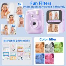Kids Camera Instant Cameras That Print Photos,3-12 Year Old Girl Birthday 1080P HD Kids Digital Camera For Girls, Gifts Toy Camera For Kids With Print Photo Paper, Ideal Kids Toys Gifts For Boys & Girls 6-14 Age With 4 Rolls Print Paper,For 3 4 5 6 7 8 Year Old Girls Boy