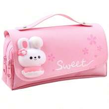 可爱三层铅笔盒，大容量，防水，兔子减压铅笔盒，适合女生和小学生，文具包 - 彩色 - 查看 14