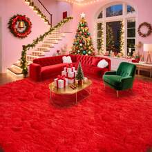 WISH TREE 8x10 Area Rugs For Living Room, Fluffy Shaggy Rug Soft Carpets, Big Rugs For Bedroom Dorm Home Decor Aesthetic Red - 紅色 - 查看 4