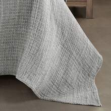 LUSH DECOR Solid Kantha Pick Stitch Yarn Dyed Cotton Woven Quilt/Coverlet Light Gray/White 3Pc Full/Queen Halloween-Fall Decor-Room Decor - 淺灰色/白色 - 查看 4