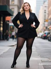 Collant curvi per taglie forti, leggings skinny ad alta elasticità, collant sexy microtraslucidi, adatti per oltre 300 libbre, semplici e versatili per uso quotidiano, vacanze, abbinabili a gonne e pantaloni