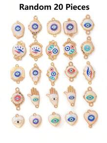2/15/20/30/50 piezas Colgante al azar de corazón/mariposa/luna/ojo malvado de colores múltiples, apto para hacer joyas DIY de collares, pulseras, pendientes, llaveros, cadenas de teléfono, regalo de pareja