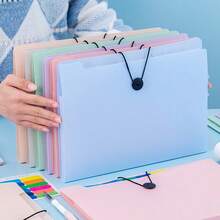 1pc 5-Compartment Accordion File Folder For Students, Cute Transparent Classification Storage Pouch For A4 Multi-Layer Storage Bag - Multicolor - View 2