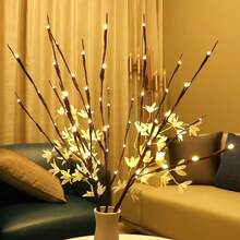 1 Set Realistic Tree Branch Shaped LED Lights, Battery Powered, Each Light Contains 20 LED Beads, Decorated With Artificial Small Branches In Vase, Stylish Decor, Can Be Used As Bedside Lamp, Romantic Home Decor - Coffee Brown - View 4
