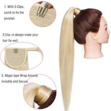 Pony Tail Thick Clip In REAL Remy Human Hair Wrap Ponytail Long Hair Extension Black Brown Blonde - #12/613 Nâu vàng/Vàng - Xem 4