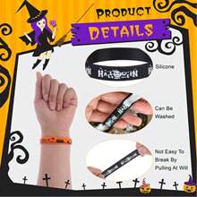 3pcs/5pcs/10pcs Halloween Silicone Wristbands, Trick Or Treat Pumpkin Rubber Bracelets, Waterproof Halloween Party Favors, Random Delivery
