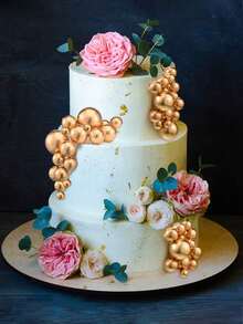 10/20/30/50/66/PCS-Gold Ball Cake Round Gold Cake Fans You Ball Cake Decoration Foam Cake Ball Decoration Balloon Cupcake Salute Ball Shape Cake Insert Plaque Suitable For Wedding Birthday Cake Decoration Supplies - Gold - View 8