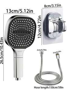 3pcs High Pressure Square Handheld Shower Head With Filter, Wall-Mounted Plastic Massage Shower Head, Water-Saving Rain Shower Head, 3 Modes And Adjustable Nozzle Button, Anti-Clogging Nozzle, Water-Saving Square Design, Modern Minimalist Style - Multicolor - View 4