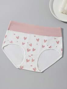 10-Piece Set For Pink Heart Print Autumn And Winter Underwear Women, Soft And Comfortable High Waist Panties For Women Underwear,Available In S-XXL Size, Suitable For Women Of All Body Types High Cotton Underwear,Cute Print Suitable For Women Of All Ages - 粉色 - 查看 8