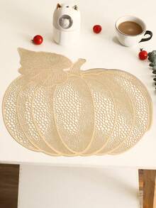 Leaf Pumpkin Placemat, Hollow-Out PVC Pumpkin Decorative Dining Table Mat Decor,Home Decor - Multicolor - View 6