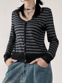 1pc Women Slim Fit Thin Long Sleeve Casual Blouse - Black - View 7