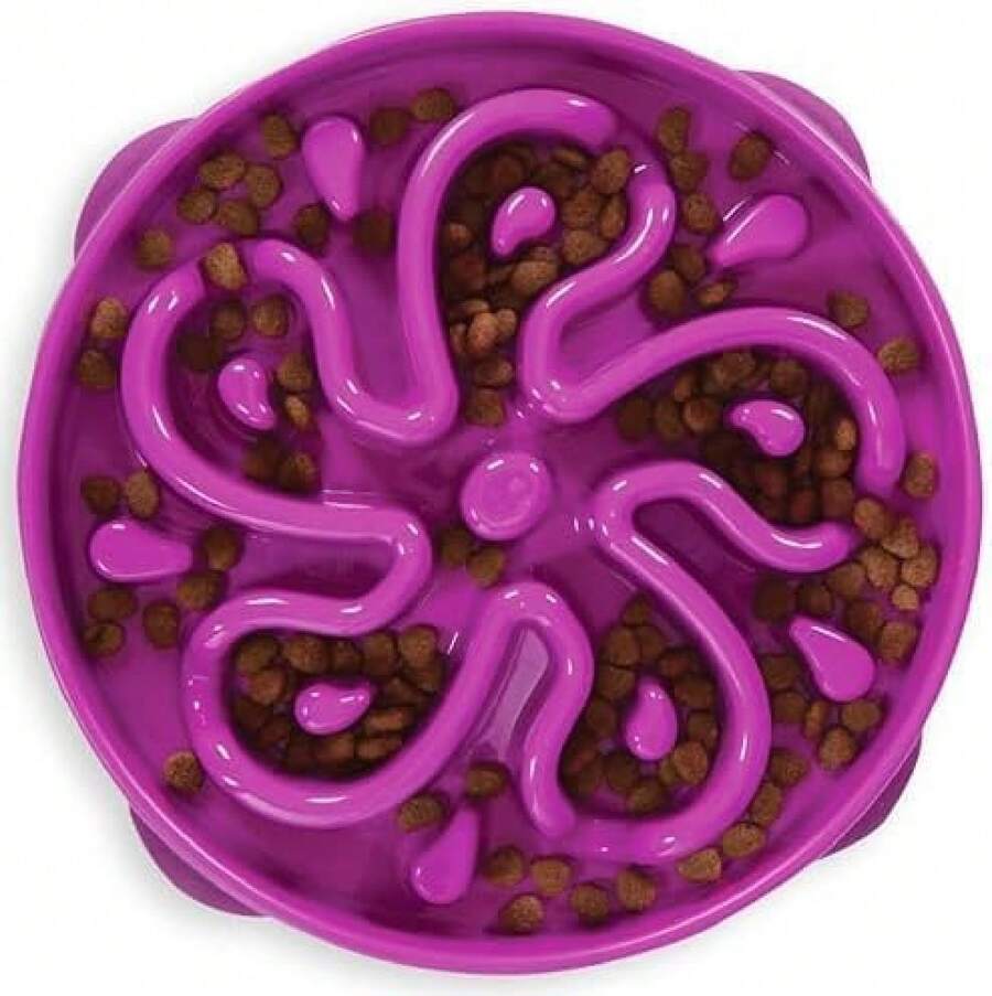 Outward Hound Fun Feeder Slo Bowl, Large Slow Feeder Dog Bowl, 4 Cups, Purple