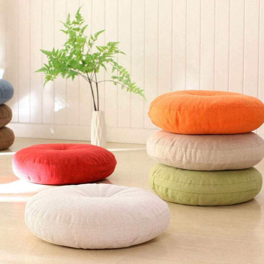 1 chiếc gối tròn lớn (40cm) dày - Phong cách Nhật Bản, thích hợp cho ban công/bệ cửa sổ/tatami/bệ cửa sổ/sàn nhà - Nhiều màu - Xem 1