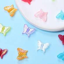 100Pcs 13*16mm Acrylic Iridescent Butterfly Loose Beads Earrings Pendant Jewelry Making Material Handmade DIY Accessories - Loại bướm - Xem 19