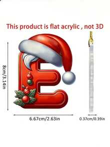 1pc Christmas 26 Alphabet Hanging Decorations - 2D Acrylic Alphabet Tree Hanging Christmas Decorations For Home & Office,Perfect For Holiday Parties & Gifts,Christmas Decrations(Please Remove The Film And Use It,Rope Color Random.)