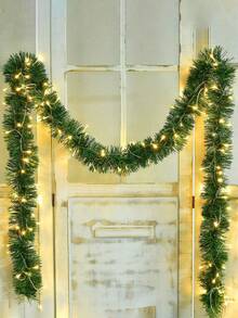 1 buc ghirlandă artificială de pin, decor, poate fi tăiată și făcută manual, plantă verde artificială pentru petrecere de Crăciun, brad de Crăciun, nuntă, petrecere de ziua de naștere, scări, șemineu, verandă, grădină, sufragerie, decorare interioară