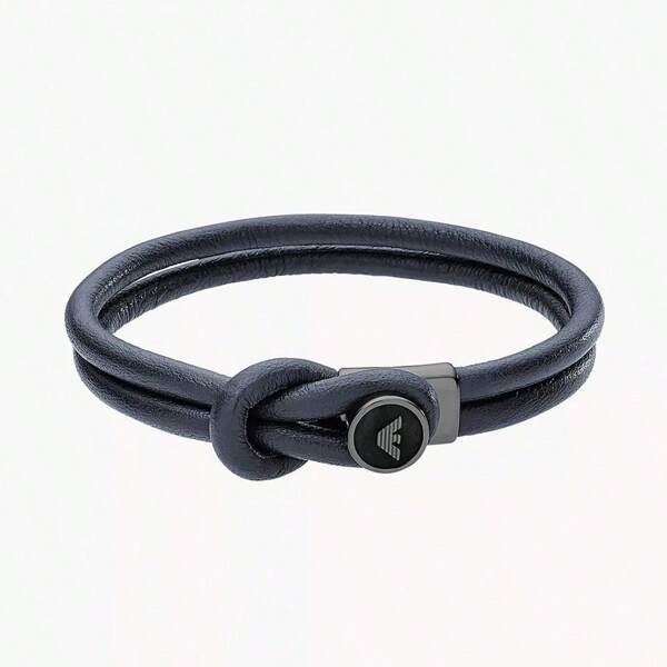 Armani The Classic Logo Series And Individualistic Button Design Leather Bracelet In Black For Men Is Suitable For Daily Gatherings EGS2214020